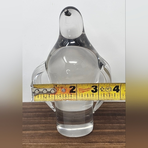 Vintage 1974 Penguin Crystal Art Glass Hand-Blown Figurine Paperweight Clear 6" - Picture 9 of 11